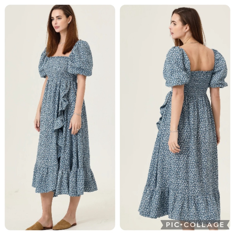 NBF Floral Blue Midi Dress